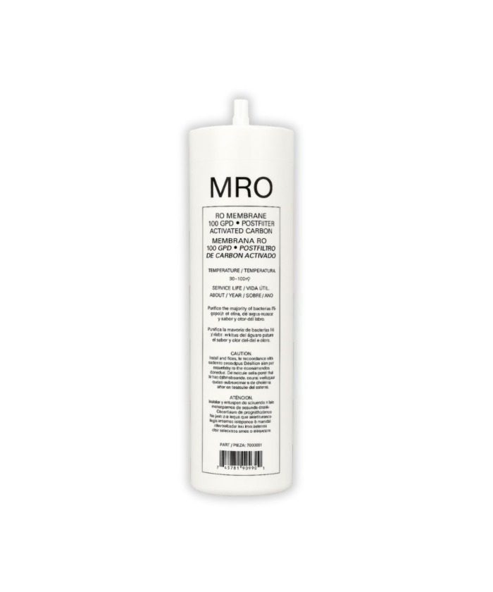 Filtro MRO Juman Black y White – membrana de ósmosis inversa 100 GPD con postfiltro de carbón activado