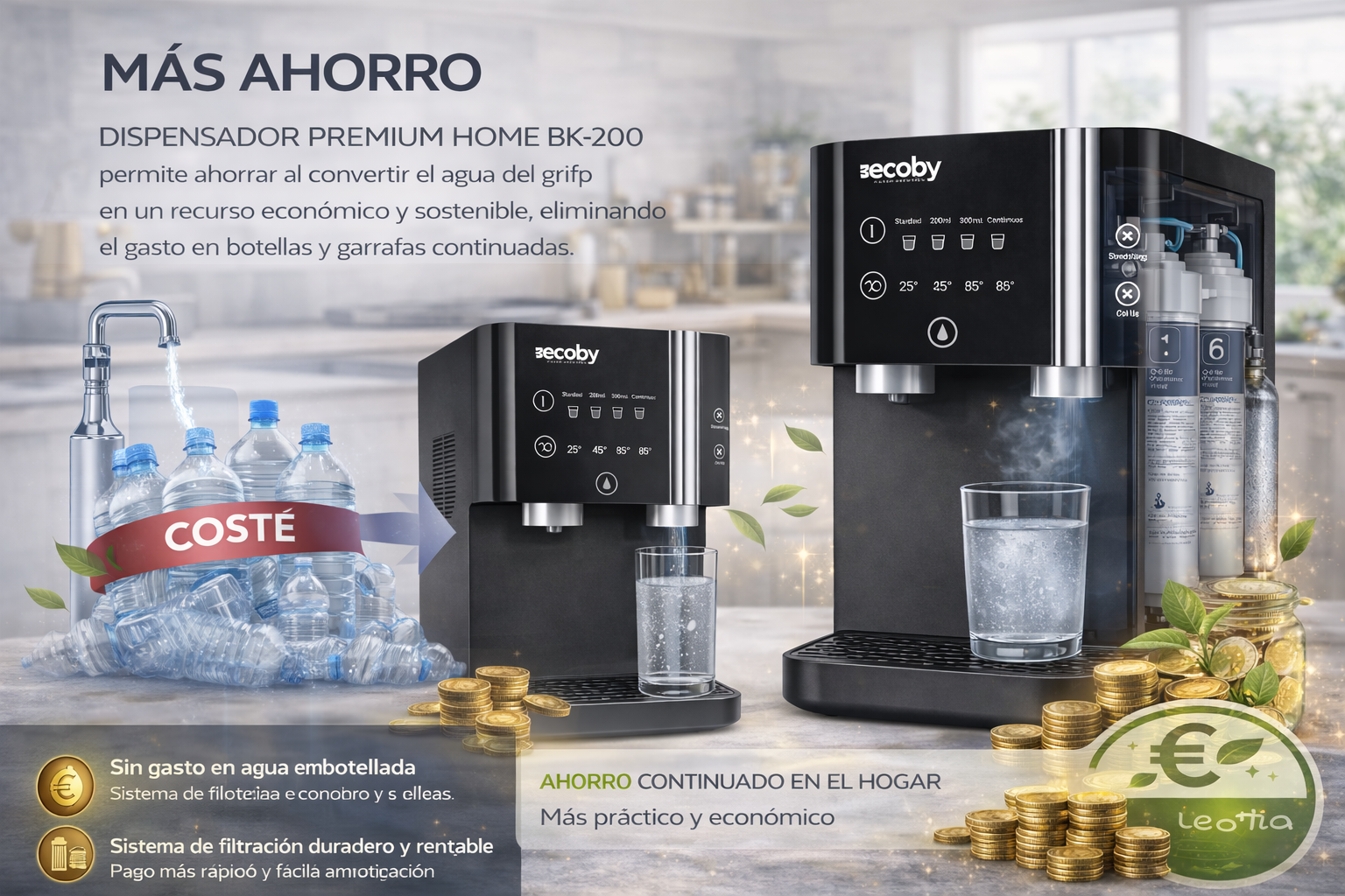 Ahorro doméstico con el dispensador de agua con gas BK-200