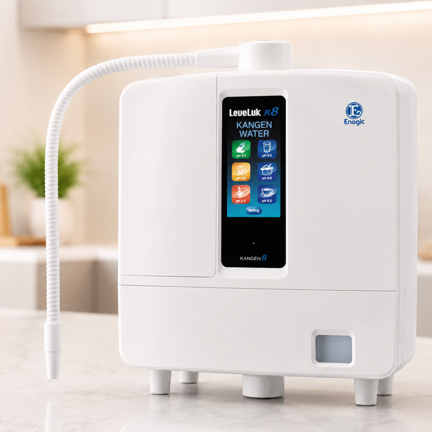 Ionizador de agua japonés Leveluk K8 instalado en una cocina